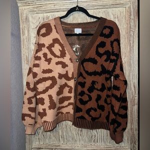Dee Elly Split Animal Print Cardigan